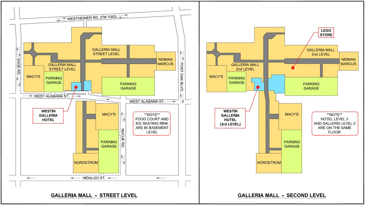 Galleria mall map - Houston Galleria mall map (Texas - USA)