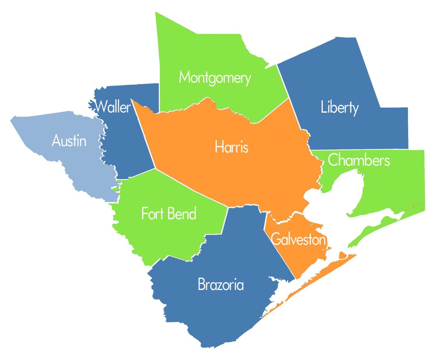 Houston county map - County map of Houston (Texas - USA)