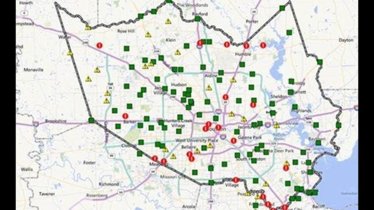 map of flooded areas in Houston