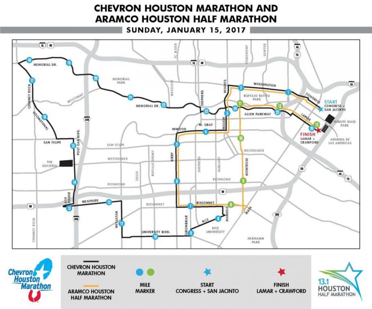 map of Houston marathon