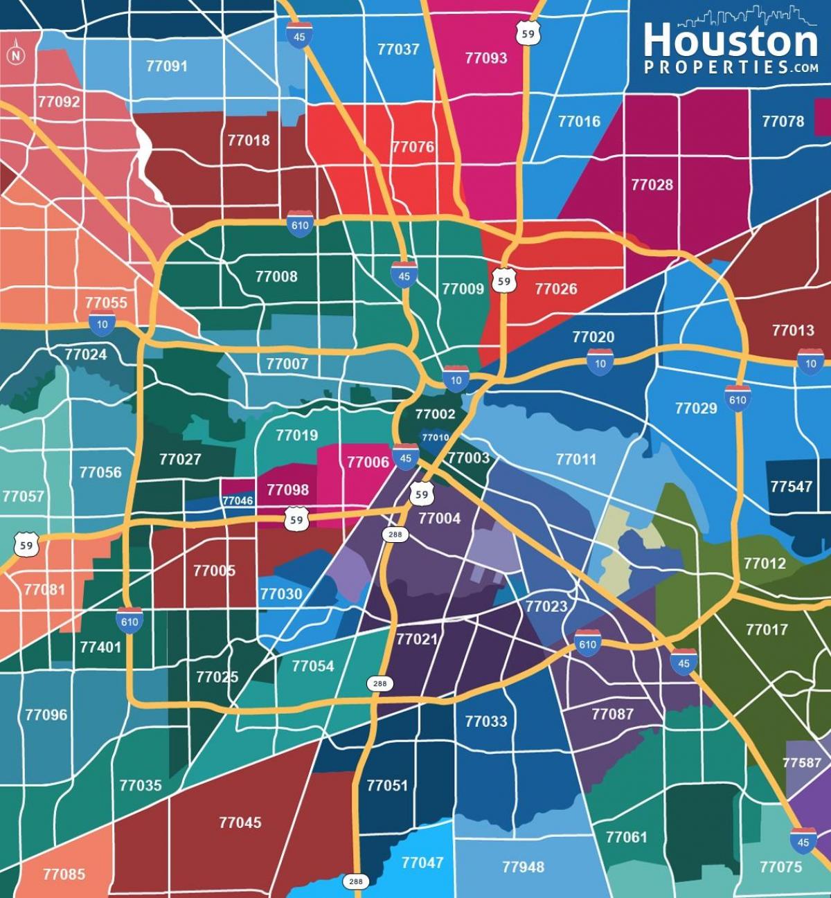 Houston zip code map Map of Houston zip codes (Texas USA)