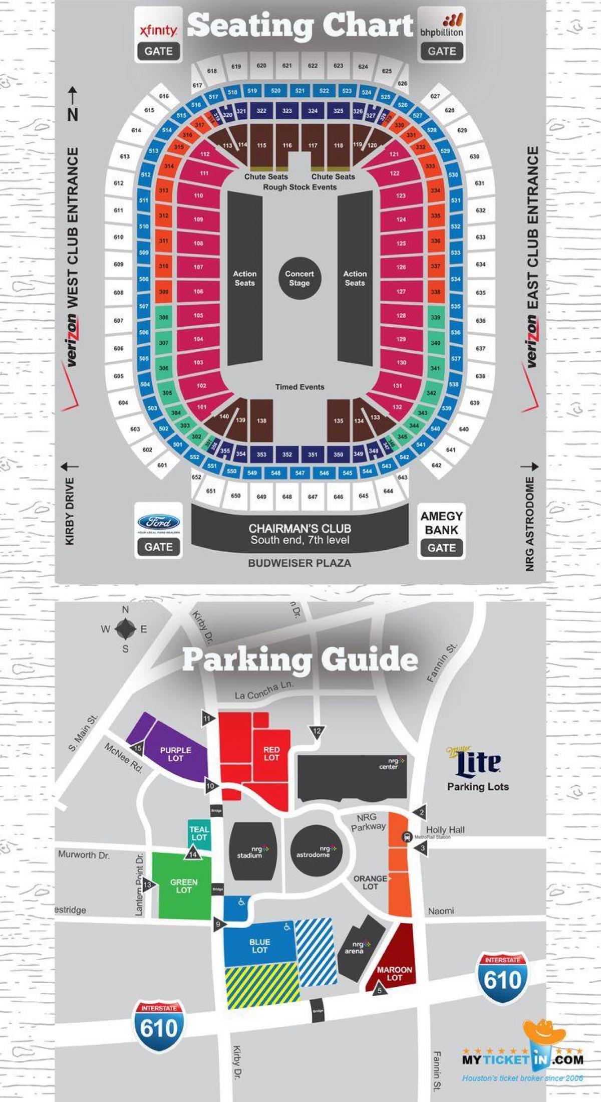 NRG park map - Reliant stadium parking map (Texas - USA)