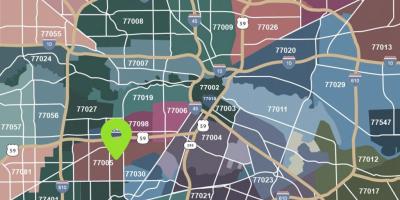 Houston map with zip codes