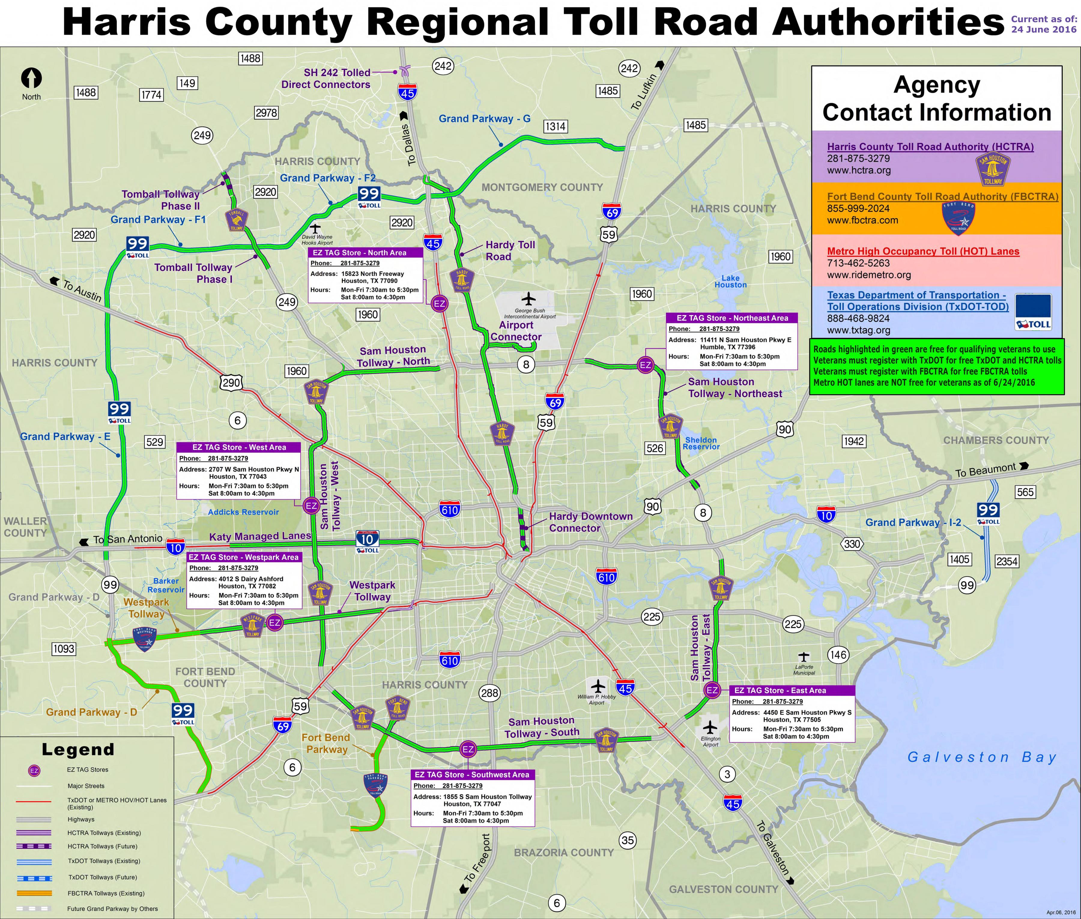 Map Of Texas Toll Roads Houston toll road map   Map of Houston toll roads (Texas   USA)