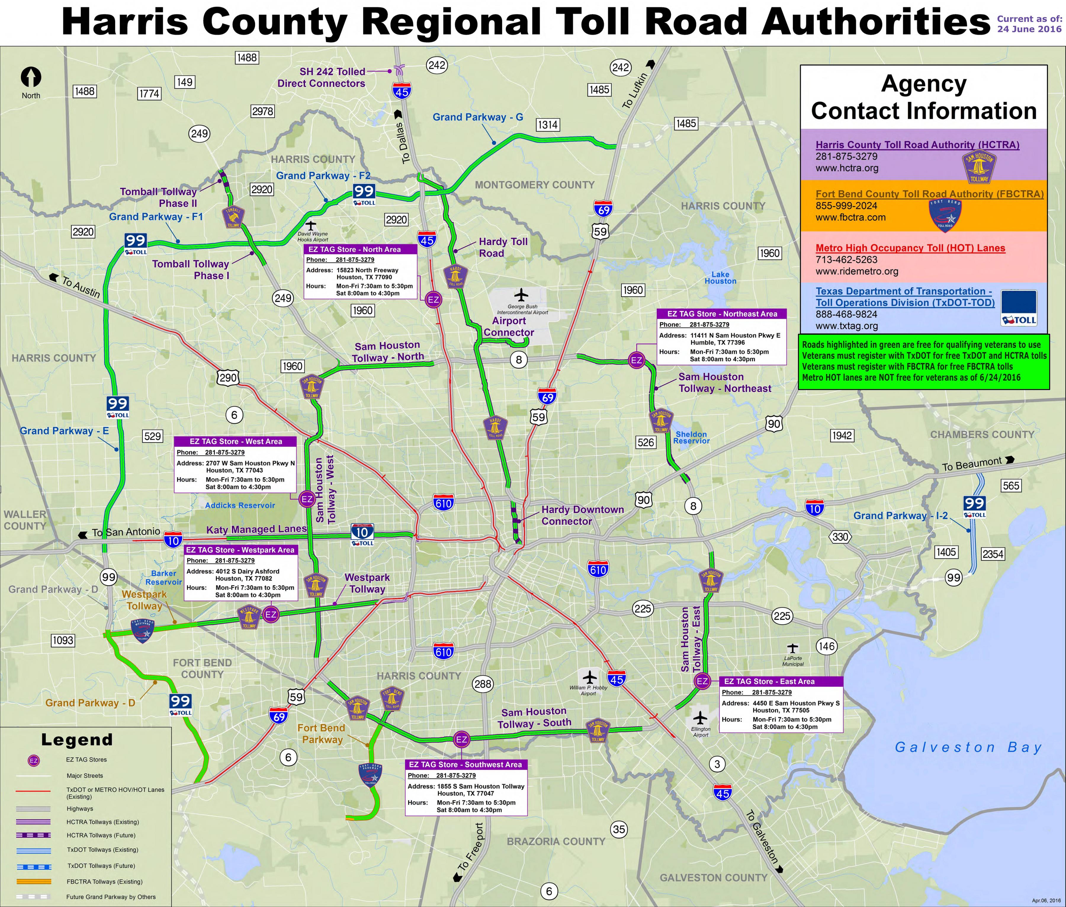 Houston toll road map - Map of Houston toll roads (Texas - USA)