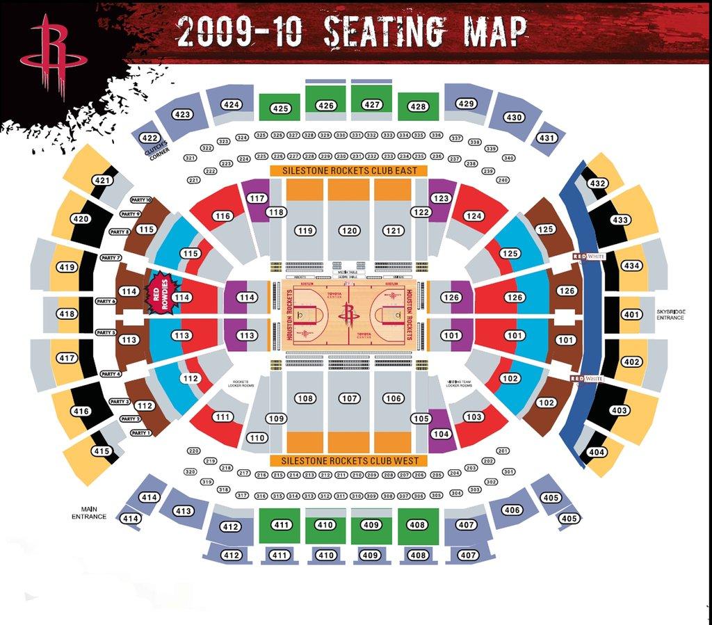 Detailed Toyota Center Seating Chart With Row Numbers