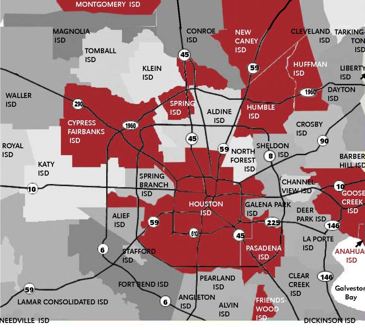 map of Houston area