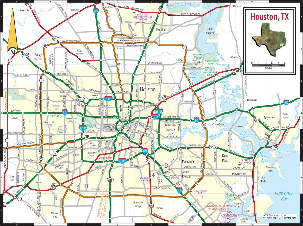 Houston on texas map