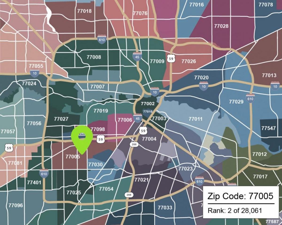 Houston map with zip codes