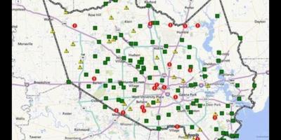 Map of flooded areas in Houston